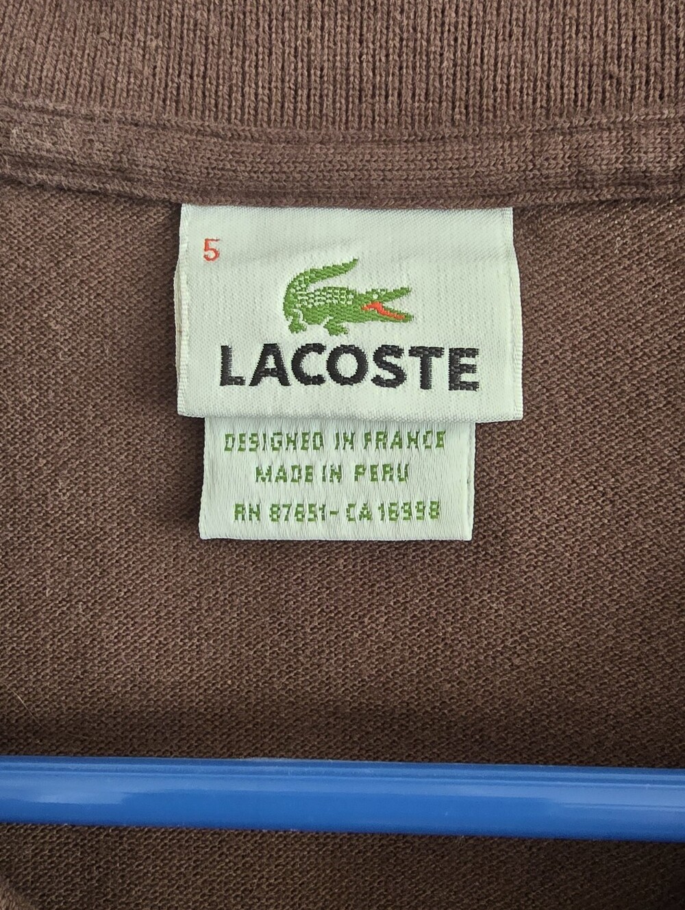 Lacoste Men's Brown Polo with Green Crocodile Logo - Picture 3 of 4